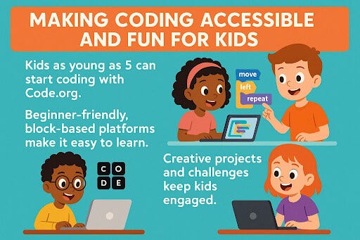 Child building an interactive game using Code.org tools