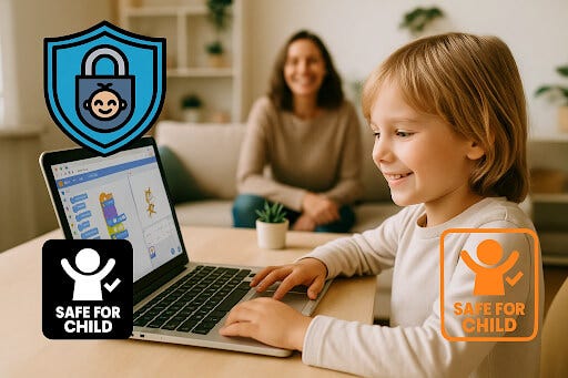 Child learning to code safely in an online environment