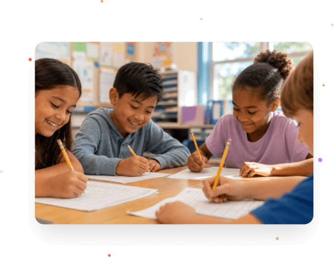 Children learning creative writing and storytelling through online classes