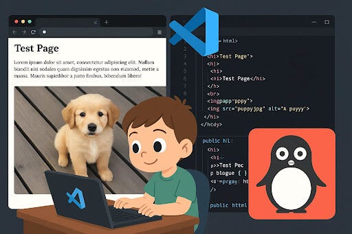 A child exploring Visual Studio Code as a coding playground