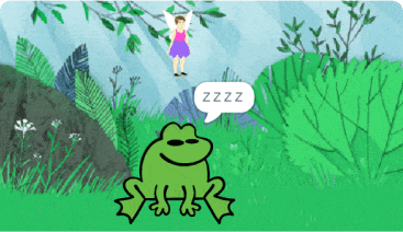 A story animation where the frog kidnaps the angel and a snake comes to her rescue