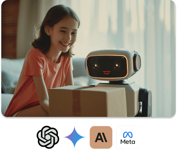 A young person working alongside AI and robotics