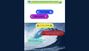 The app provides you with information about Natural disasters.