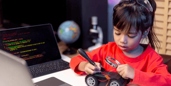 A child gaining confidence by building real projects